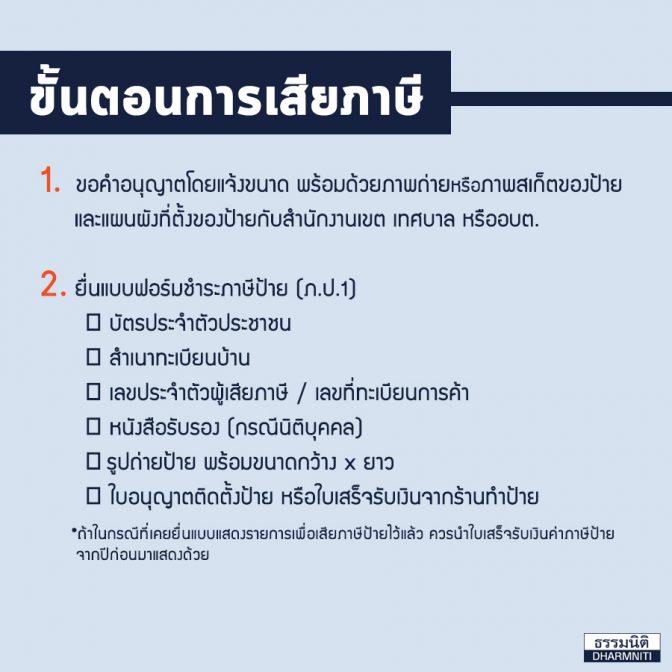 5 ขั้นตอนเสียภาษีป้าย