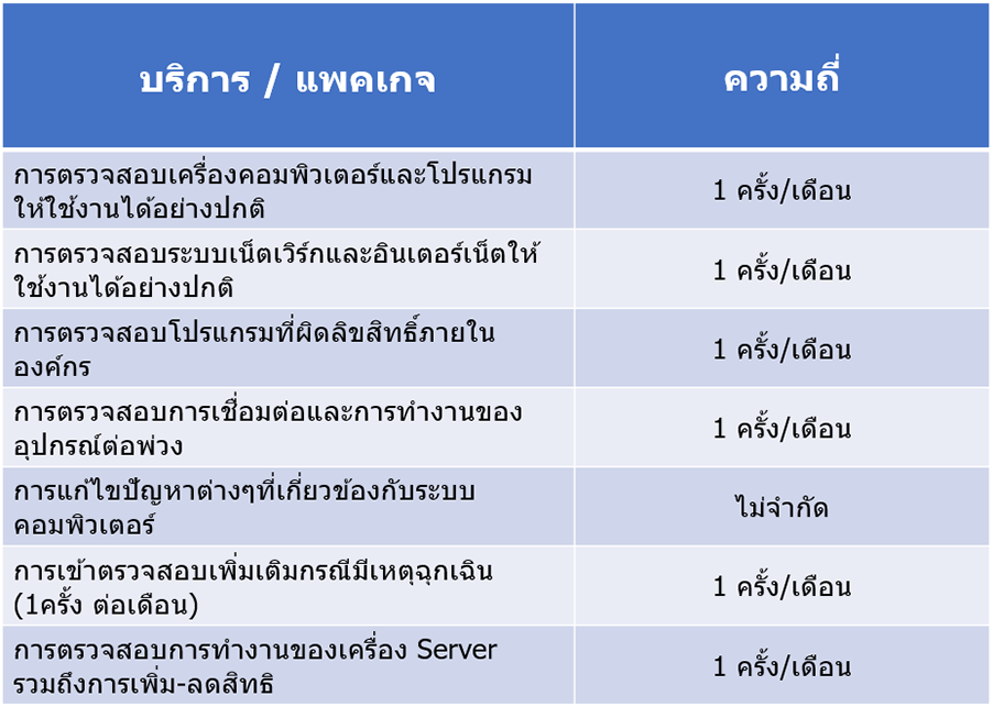 ค่าบริการ IT MA