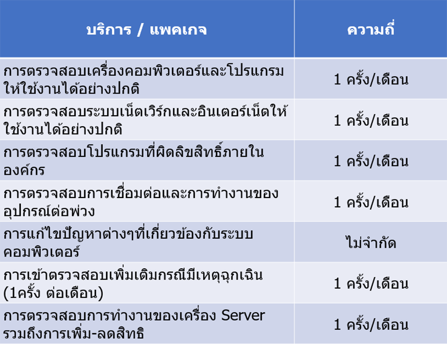 ค่าบริการ IT MA