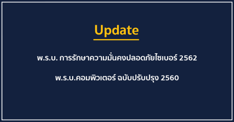 Update พ.ร.บ. การรักษาความมั่นคงปลอดภัยไซเบอร์ 2562 + พ.ร.บ.คอมพิวเตอร์ ฉบับปรับปรุง 2560