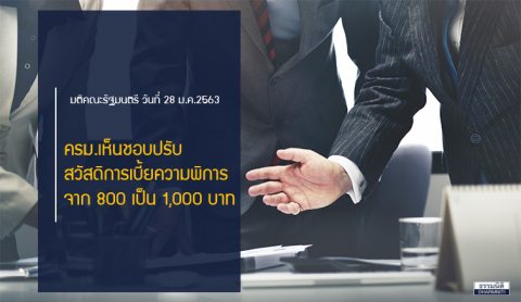 ครม.เห็นชอบปรับสวัสดิการเบี้ยความพิการ จาก 800 เป็น 1,000 บาท